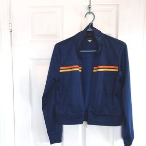 Navy Bomber Jacket with Orange Accents